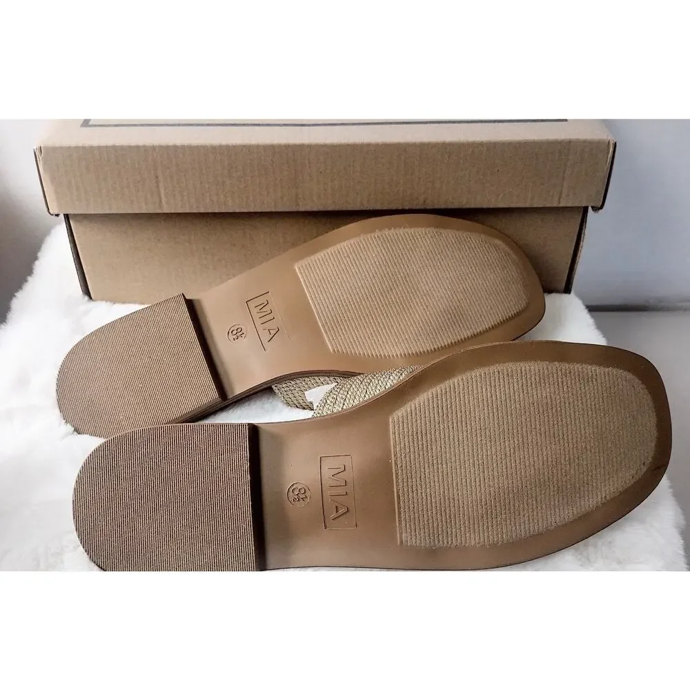 Mia Women's Dia Flat Gold Sandals Size 8M New With Box